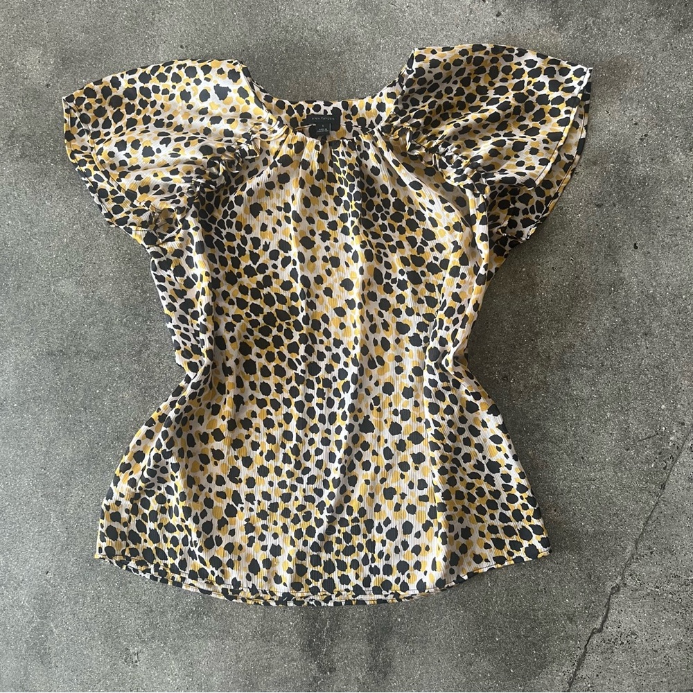 Ann Taylor Leopard Print Blouse - Black, Yellow, Cream